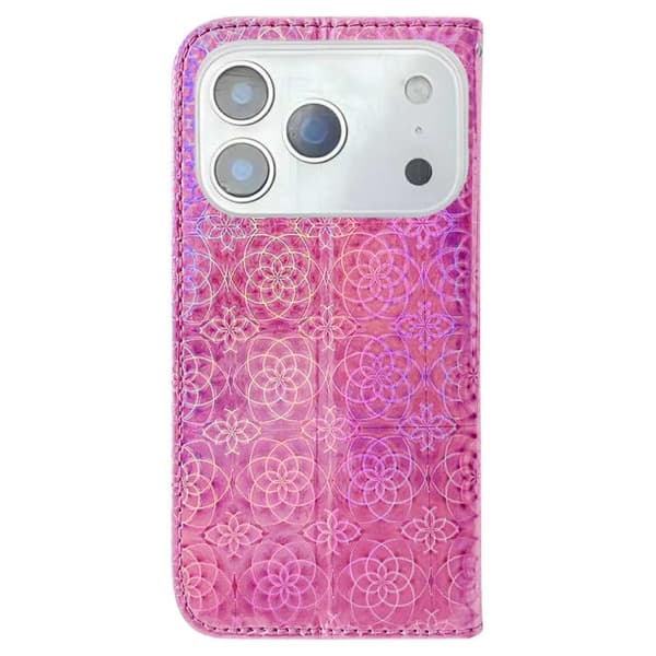 iPhone 17 Pro Max Skal Läderfodral med Färgglad Magnetspänne Rosa