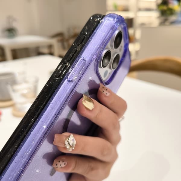 iPhone 16 Pro Max Glitter Powder TPU Hybrid PC MagSafe Skal Orange