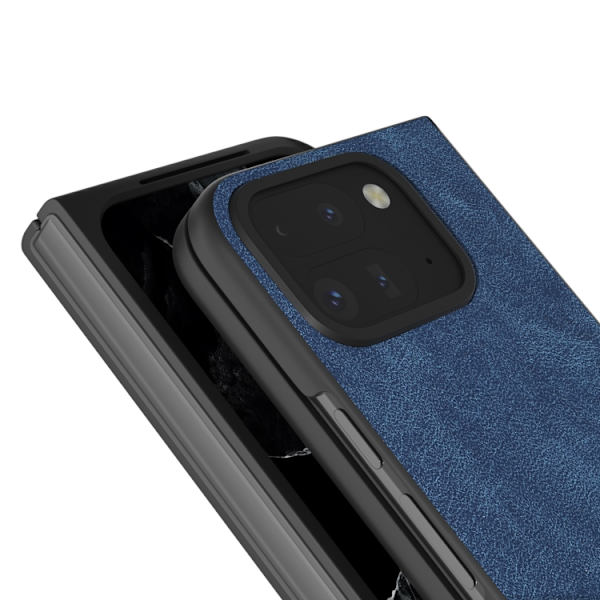 för Pixel 9 Pro Fold - Full Coverage Skal i Svart PU Läder Blå