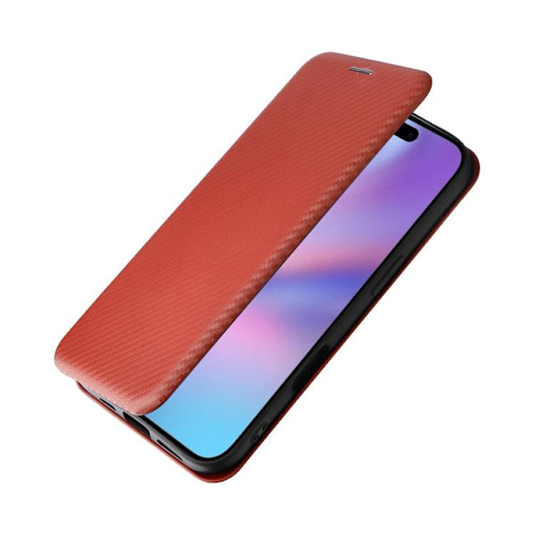 iPhone 17 Skal läderfodral - kolfibertextur Brun