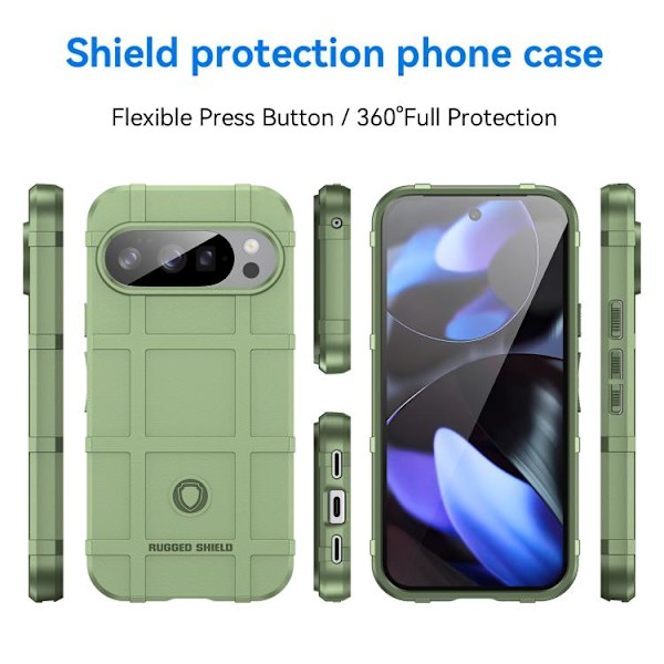 för Pixel 10 Pro Skal - Full Coverage Shockproof TPU Telefonfodral Grön