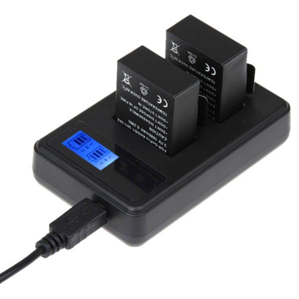 GP158-B LCD-skärm Dubbla batteriladdare för GoPro HERO3+ /3 (AHDBT-301, AHDBT-302), Visar laddningskapacitet