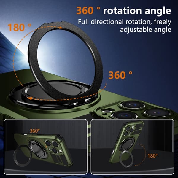 iPhone 16 Pro Rotating Magnetisk Hållare Skal Mörkgrön