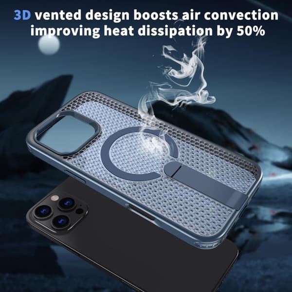 iPhone 16 Pro Max Honeycomb Kylning MagSafe Skal Blå