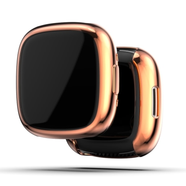 För Fitbit Versa 4 Full Coverage TPU galvanisering Watch Case Rose Gold