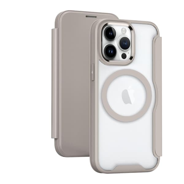 iPhone 16 Pro Max RFID-blocker Adsorptionsskal MagSafe Läderfodral Kaki