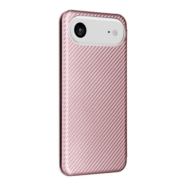 iPhone 17 Air Skal läderfodral - kolfibertextur Rosa