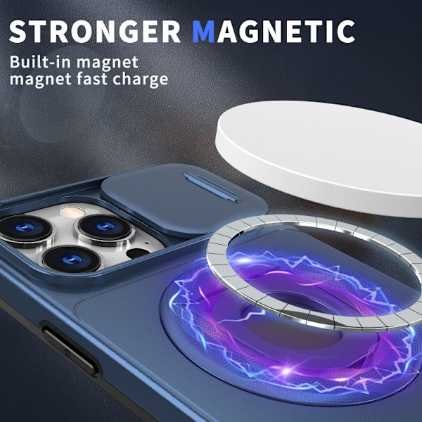 iPhone 16 Pro Max Camshield MagSafe Ring Holder Armor Skal Blå