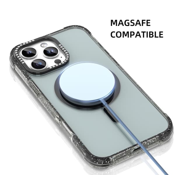 iPhone 16 Pro Max Mutural Blink Series Glittrande Kant MagSafe Magnetisk Skal Blå
