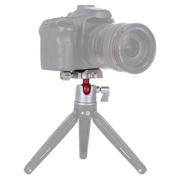 360 graders roterande panoramisk metallkulhuvud med snabbkopplingsplatta för DSLR och digitalkameror Silver