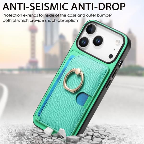 iPhone 18 Pro Max / iPhone 17 Pro Max Retro Cross Läder Ring Sidoficka MagSafe Skal Grön