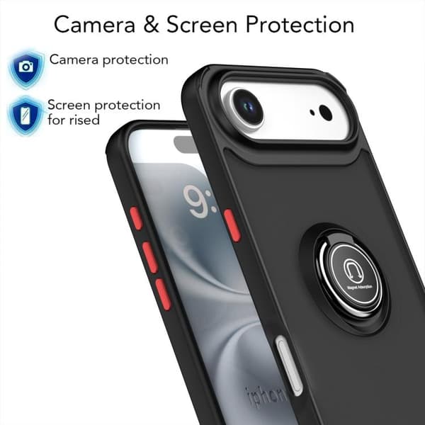 iPhone 17 Air Q Shadow TPU + PC Skal med Ring Gul