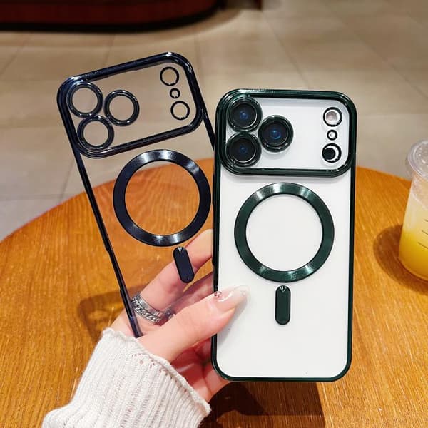 iPhone 18 Pro Max / iPhone 17 Pro Max Skal med elektroplätering och MagSafe Mörklila