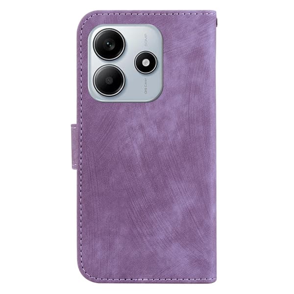 Redmi Note 14 5G - Litet Tiger Prägling Läderfodral Purpur