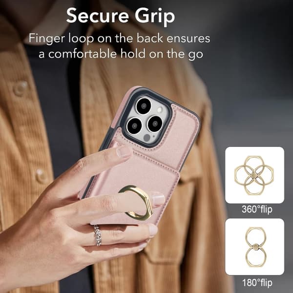 iPhone 16 Pro Max RFID Antistöld Kort Ringhållare Skal Roséguld