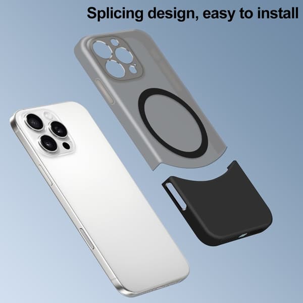 iPhone 16 Pro Max Dual Color Stitching MagSafe Magnetisk PC Skal Vit