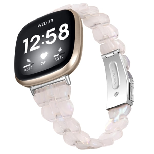 För Fitbit Versa 4 / Sense 2 Universal Rhombus Resin Watch Band Shell White