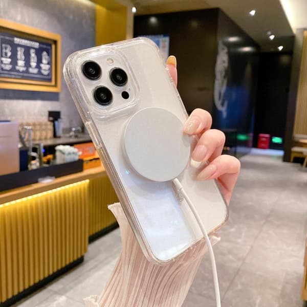iPhone 16 Pro Klar Glitter Pulver MagSafe Skal
