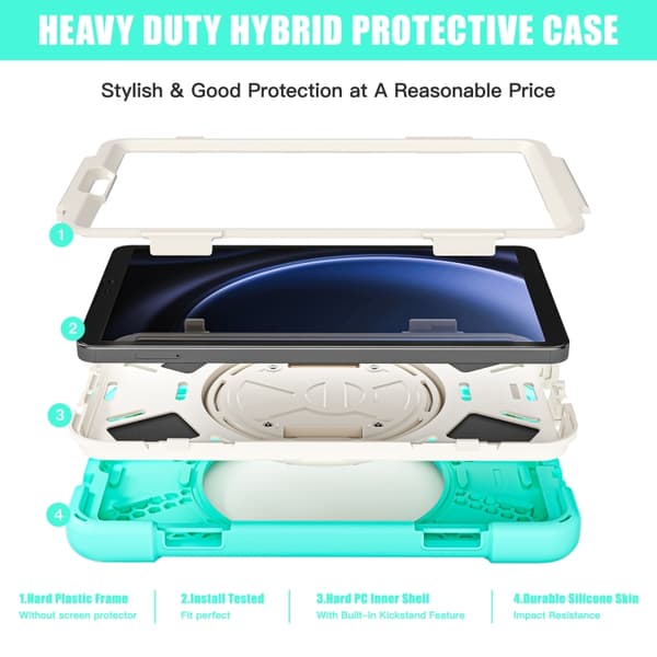 Samsung Galaxy Tab A9 / A11 Rotationshandtag TPU + PC Tabletfodral Grön