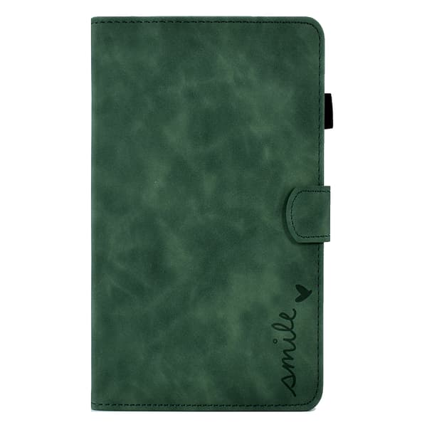 Samsung Galaxy Tab A7 Lite T220 Prägad Smile Flip Läderfodral Grön