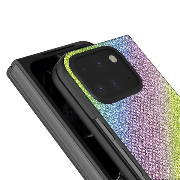 för Pixel 9 Pro Fold - Diamond Frame Edge Full Coverage Skal Regnbågsdiamant