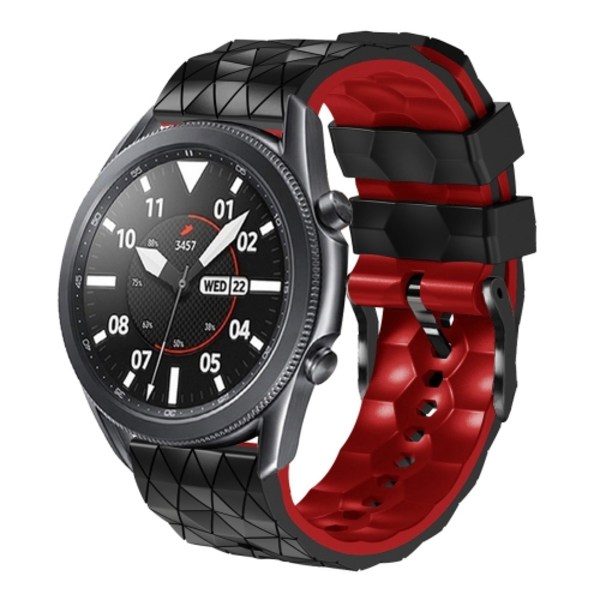 För Ticwatch Pro X 22 mm fotbollsmönster tvåfärgad silikonrem Black-Red