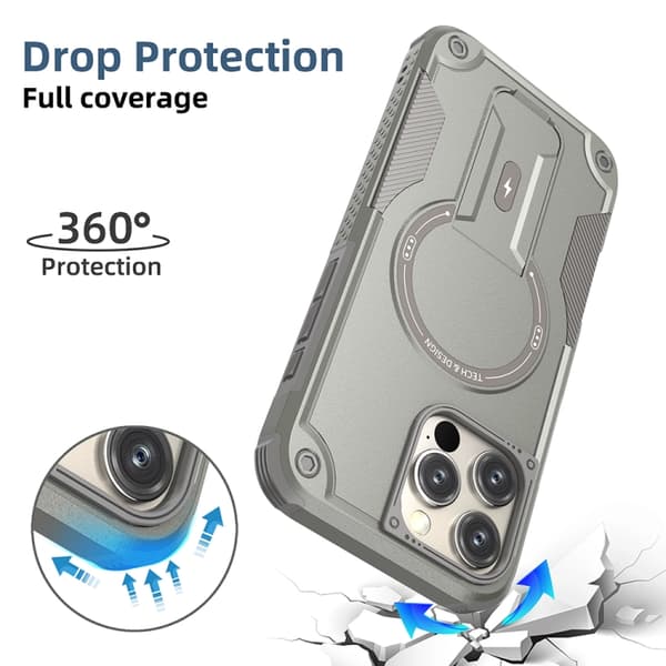 iPhone 16 Pro Armor Magsafe Skal - PC Hybrid TPU Skyddsfodral Grå