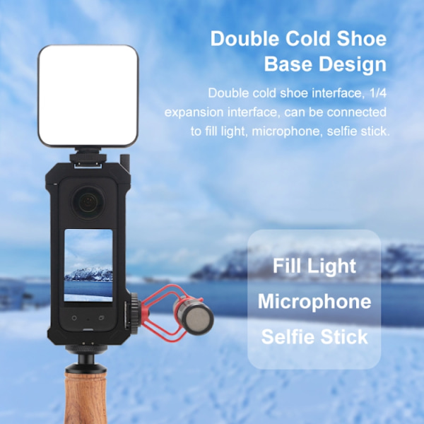 For Insta360 X3 Metal Protective Cage Rig Housing Frame med Expand Cold Shoe Base & Tripod Adapter