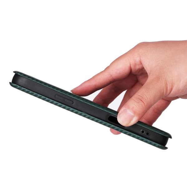 iPhone 18 Pro Max / iPhone 17 Pro Max Skal läderfodral med kolfibertextur Grön