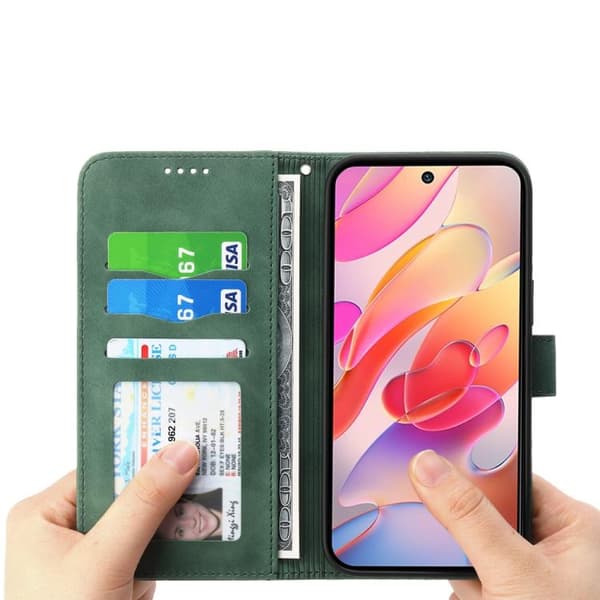 Redmi Note 14 4G - Dierfeng Dream Line TPU Hybrid PU Läderfodral Grön