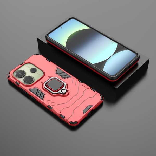 Redmi Note 14 4G - Magnetisk Ringhållare PC + TPU Mobilskal Röd