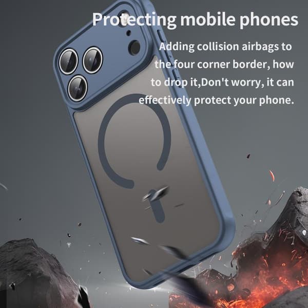 iPhone 18 Pro Max / iPhone 17 Pro Max Skal Fan Dun Series TPU Hybrid PC Frosted Magsafe Blå