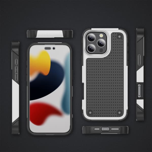 iPhone 16 Pro Max Skal - PC + TPU Stötsäker Skyddande Mobilskal Vitt och svart