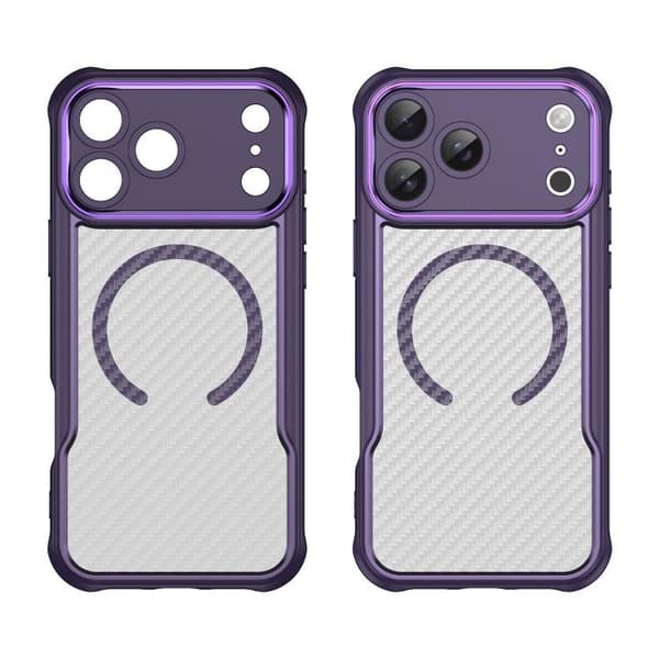 iPhone 18 Pro Max / iPhone 17 Pro Max Skal - kolfibertextur med MagSafe, genomskinlig Purpur