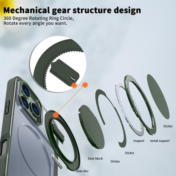 iPhone 18 Pro / iPhone 17 Pro 360-graders roterande MagSafe magnetisk skal Grön