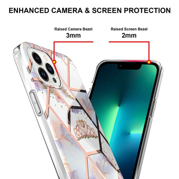 iPhone 16 Pro Max Skal med Splicing Marmor Blomma IMD TPU Design Krona