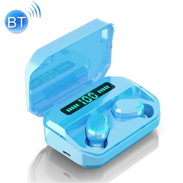 M8 Bluetooth 5.0 TWS Touch Digital Display True Wireless Bluetooth-hörlurar med laddningsbox Blå