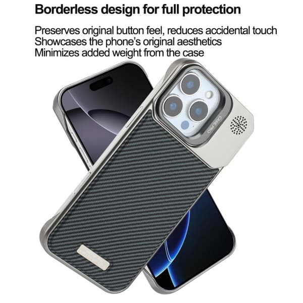 iPhone 16 Pro Frameless Kolfiber Skal med PC MagSafe Titangrå