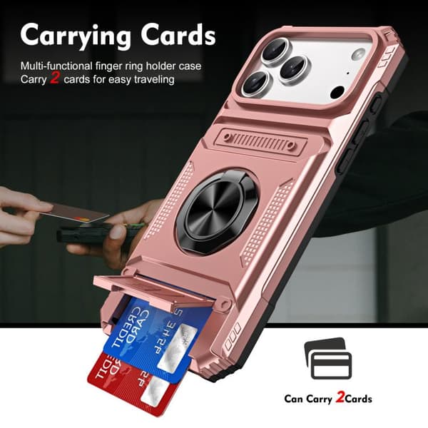 iPhone 18 Pro Max / iPhone 17 Pro Max Skal TPU+PC Stötsäker med Metallringhållare Roséguld