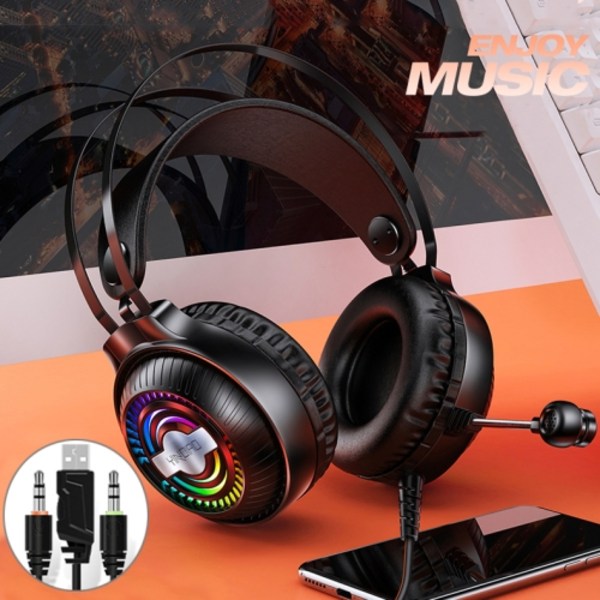 YINDIAO Q4 Trådbundet spelheadset med mikrofon, version: Dubbel 3,5 mm + USB Svart