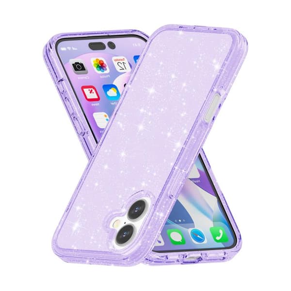 iPhone 17 Shockproof Skal med Glitterpulver Terminator Purpur