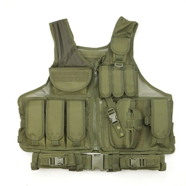 A60 Utomhus Utrustning Väst Andningsbar Mesh Väst Verktygsficka Army Green