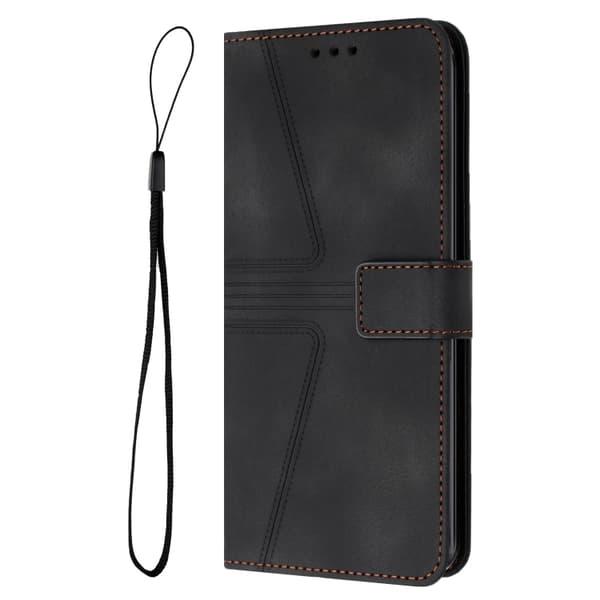 Redmi Note 14 5G - Triangulär Solid Färg Läder fodral Svart