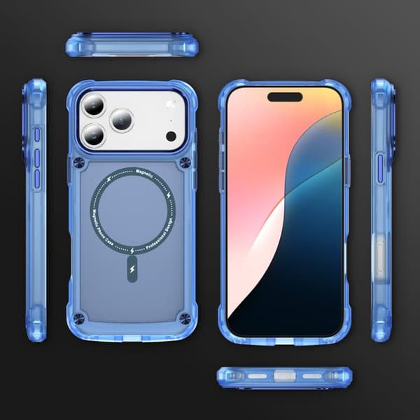 iPhone 18 Pro Max / iPhone 17 Pro Max Skal - TPU + PC med MagSafe Magnetisk Transparent blå