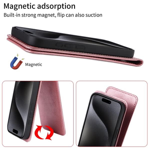 Redmi Note 14 5G - Magnetisk Vertikal Flip Läderfodral Roséguld