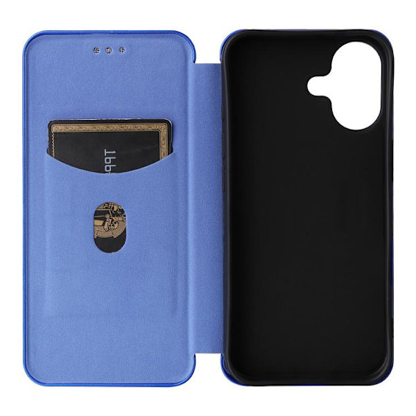 iPhone 17 Skal läderfodral - kolfibertextur Blå
