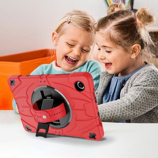 Samsung Galaxy Tab A8 Bat Hand Grip Ställning Tabletfodral Röd Svart