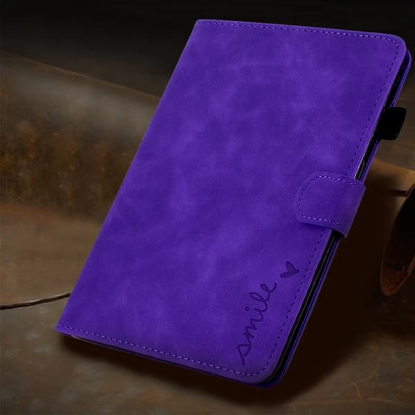 iPad Pro 11 2024 Skal - Embossad Smile Smart Läderfodral Purpur