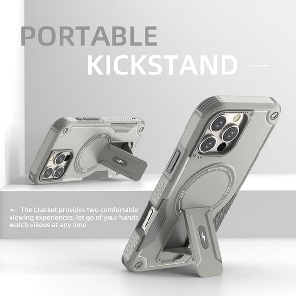 iPhone 16 Pro Armor Magsafe Skal - PC Hybrid TPU Skyddsfodral Grå