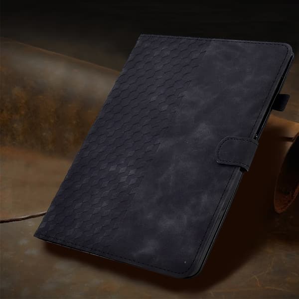 Samsung Galaxy Tab S7/S8 Rhombus Prägad Läderfodral Svart